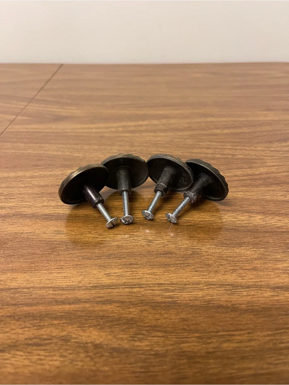 Vintage Round Metal Drawer Pull Cabinet Door Knobs 4 Pack Twist Pattern